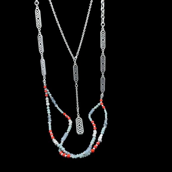 Premier Designs Boho Layered Necklace Set Tribal Coachella Festival Beaded - Picture 6 of 9